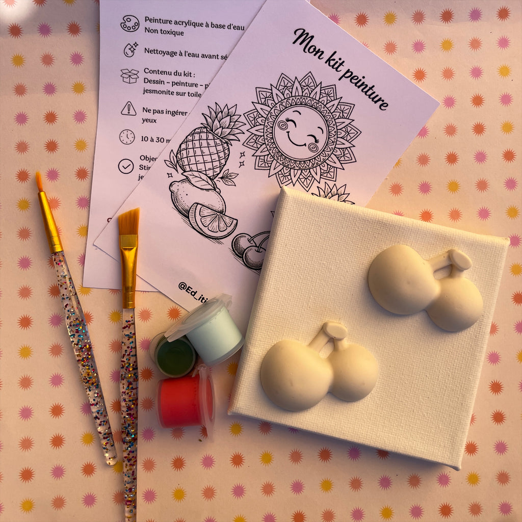Kit peinture sur toile - cerise