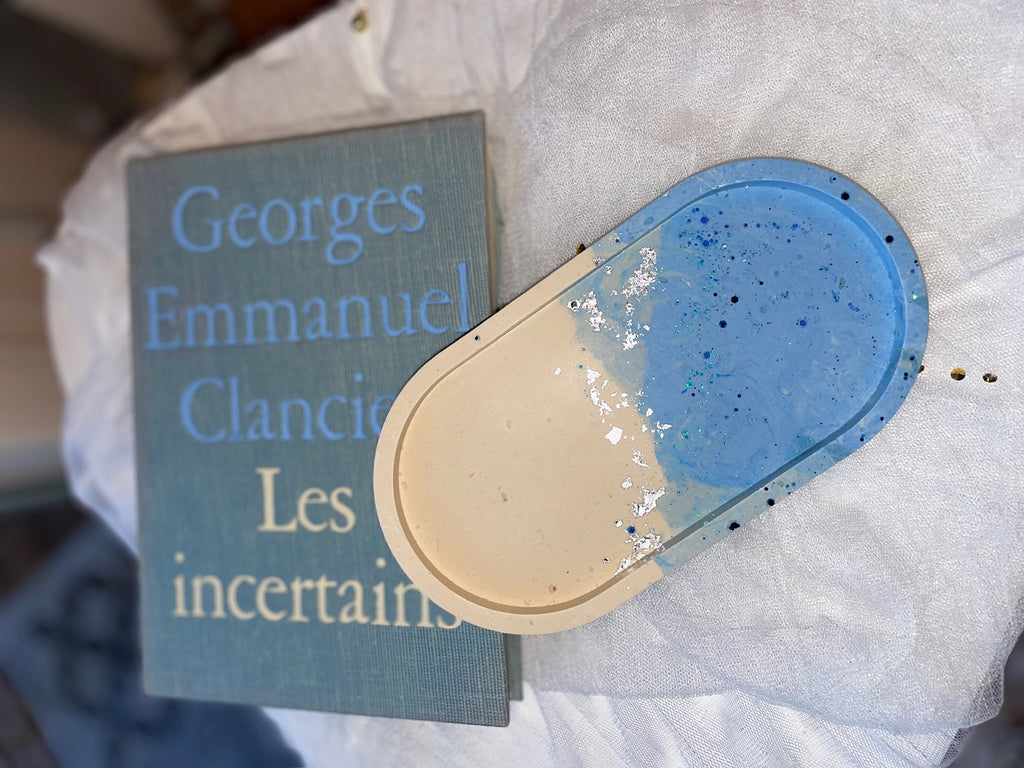 Plateau NILS bleu et beige